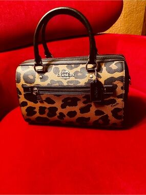 Coach Leopard Print Satchel in Brown and Black